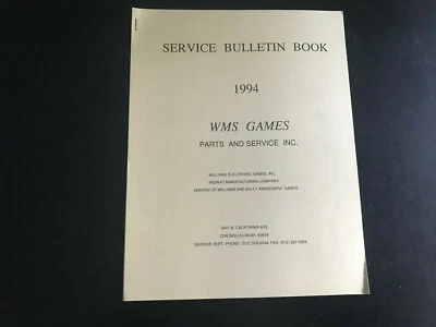 Williams Service Bulletin Book Parts & Service Pinball Machine Manual 1994 - Image 1 of 2