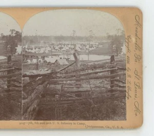 Infanterie im Lager Chickamauga GA Georgia Keystone Stereoview - Bild 1 von 3