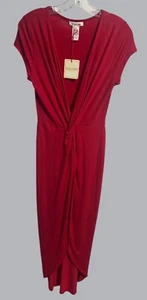 Maxi abito rosso Rolla Coster piccolo twist davanti scollo a V jersey sera festa nuovo con etichette - Foto 1 di 4