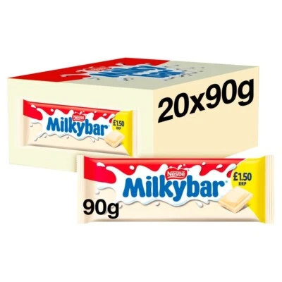 Box of 20 Nestle Milky Bar White Chocolate Sharing Block 90g Tracked Delivery - Image 1 of 2