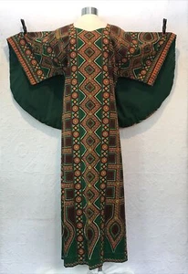 Vintage Ethnic African Bohemian Tribal Maxi Cotton Caftan Halter Cape Dress Lind - Picture 1 of 11