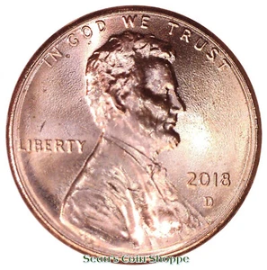 2018 D Uncirculated Lincoln Cent Penny 1C Denver OBW from Bank-Wrapped Roll - Picture 1 of 2