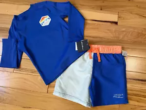 EDDIE BAUER KIDS Toddler Boy's 3T 2 Pc Swim Shorts Rash Guard Set Long Sleeve - Picture 1 of 5