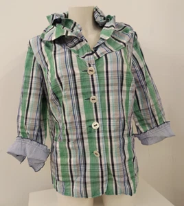 Beautiful Summer Check Blazer Jacket Size XL Top 3/4- Sleeve - Picture 1 of 9
