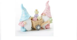 Pastel Resin Gnome Figurine Easter Egg Cart Chick Easter Spring Decoration 6" - Picture 1 of 1
