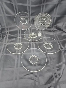 (6) Vintage Clear Glass 6" Dessert Plates~Blown Glass Starburst Pedestal Base - Picture 1 of 15