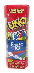 NEW Mattel UNO Mega Pack Ono 99, DOS, Phase 10, UNO All Wild, 6 Card Games - Picture 1 of 9