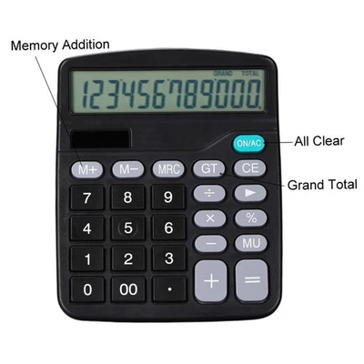 ¦Desktop Calculator 12 Digit Large And LCD Display Big Button Calculators Solar - Image 1 of 4