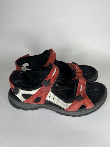 Sandali donna Ecco Receptor taglia 41 US 10 pelle rossa cinturino alla caviglia escursionismo passeggio