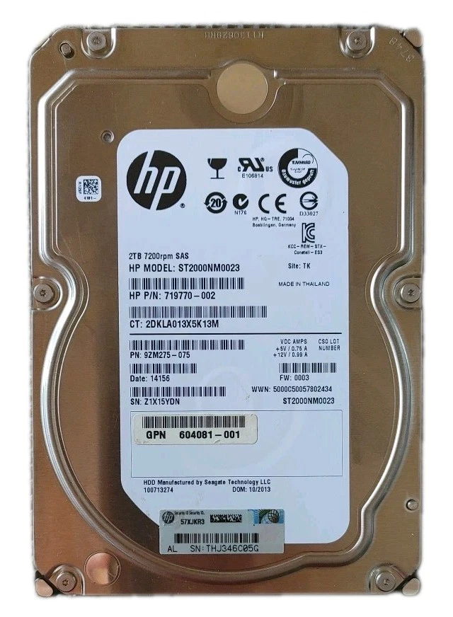 Hard Disk HP 2TB SAS 6G 7,2k 128 MB 3,5" HP Seagate ST2000NM0023 ES.3 NEW 0h - Immagine 1 di 3