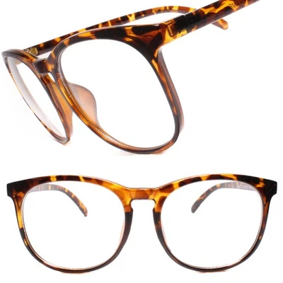 Gafas de sol de gran tamaño exageradas estilo retro lentes transparentes grandes redondas tortuga Foto 1 de 4