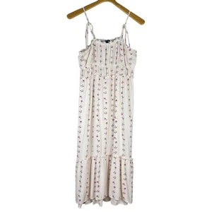 Vestido sin mangas floral Wild Fable con correa de corbata y volantes marfil púrpura para mujer talla mediana” - Imagen 1 de 10
