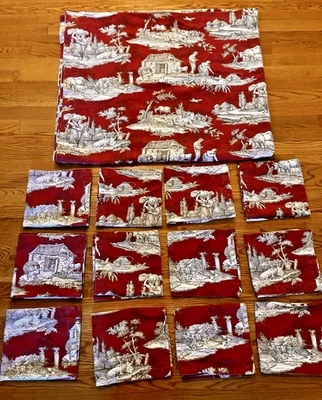 Mantel de aseo Williams Sonoma Autumn Harvest 109" x 65" + 12 servilletas borgoña Foto 1 de 4