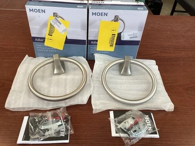 Anillo de toalla individual de níquel cepillado Adler 2 piezas Moen YB0186BN NUEVO B229 Foto 1 de 2