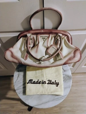 PRADA Leather Mauve/Cream Doctor Bag Style - Excellent Condition - Photo 1/4