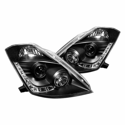Spyder For Nissan 350Z 2003-2005 Projector Headlights Pair Xenon DRL Black High - Image 1 of 2