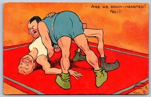 K31/ Interesting Postcard c1910 Tom Browne Wrestlers Comic Athletes 503 - Picture 1 of 4