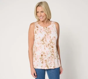 Susan Graver Bedrucktes Liquid Knit Ärmelloses Top Blush Abstrakt L Neu - Bild 1 von 1