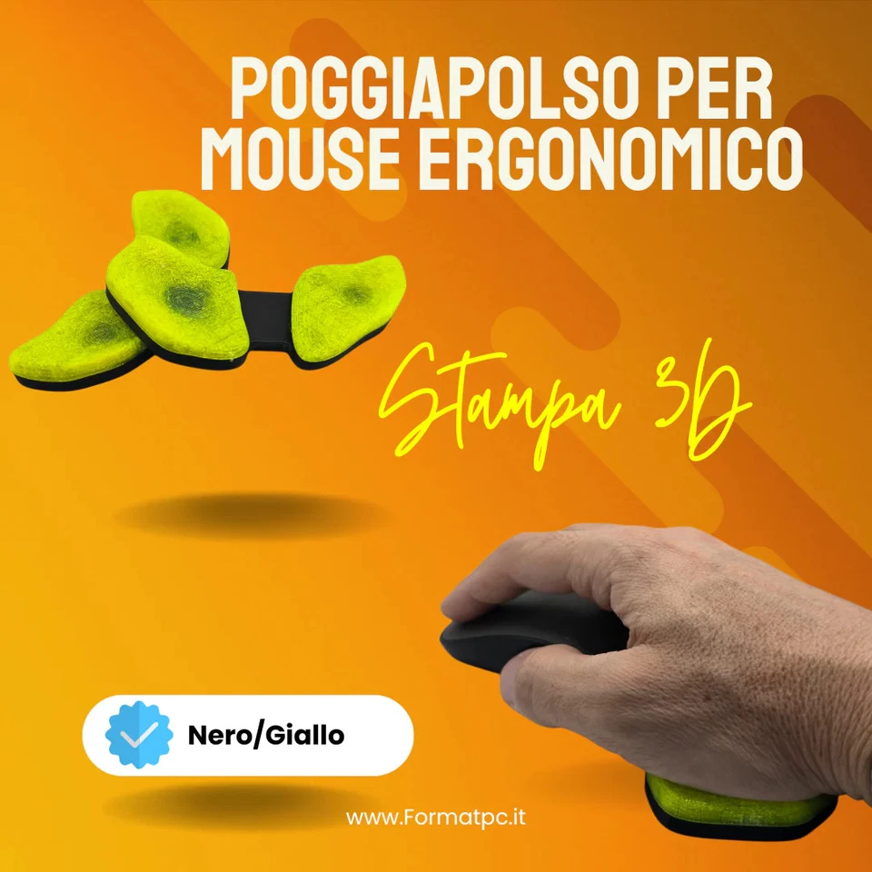 🖐️ Poggiapolso Ergonomico per Mouse – Stampa 3D in PLA e TPU - Immagine 1 di 1