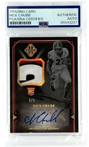 Georgia Bulldogs Nick Chubb Autographed 2018 Majestic RC #112 PSA/DNA - Picture 1 of 2