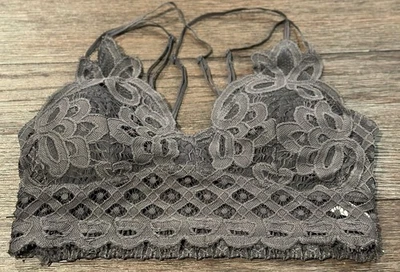 Sujetador bralette elástico inalámbrico de encaje cómodo para mujer Anemone talla L gris Foto 1 de 4