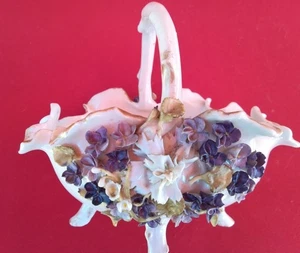 Alter Keramikkorb mit Blumendekor | Guter Zustand - Bild 1 von 7