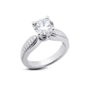 3ct E SI2 Round Natural Diamond 950 Plat. Vintage Solitaire Engagement Ring - Picture 1 of 6
