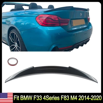 Gloss Black Convertible Rear Trunk Spoiler Wing Lip For 2014-2020 BMW F33 F83 M4 Foto 1 de 4