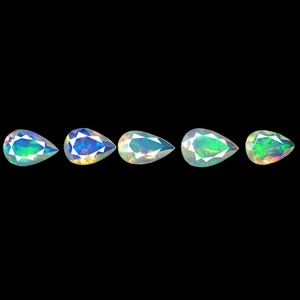 5.34 Ct (5 Pcs) Five Star Pear (Mix mm)Multi-Color Facetted Rainbow Natural Opal - Picture 1 of 7