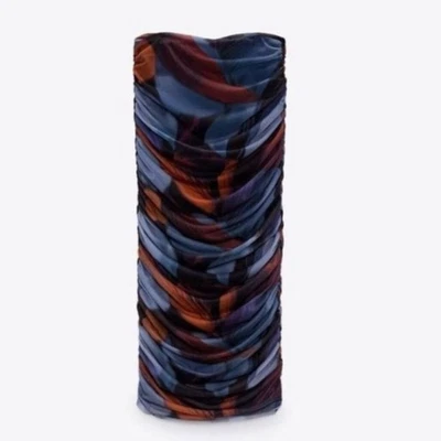 Falda midi de tul estampada de tiro alto de Zara talla mediana fruncida elegante estampado rojo azul Foto 1 de 4