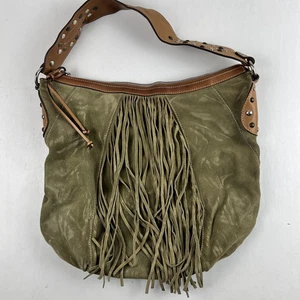 Cavalconti Leather Purse Made In Italy 15" x 13" Shoulder Satchel Olive Green - Picture 1 of 16