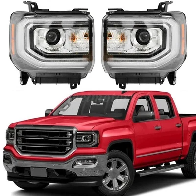 For 2016-2018 GMC Sierra 1500 HID LED DRL Projector Headlights Headlamps RH+LH - Изображение 1 из 4