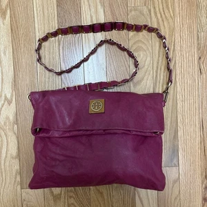 Tory Burch Louiisa Fushia lässige wandelbare Leder-Umhängetasche Hobo-Tasche - Bild 1 von 13