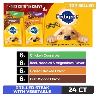 24-Count PEDIGREE CHOICE CUTS Wet Dog Food Variety Pack (3.5 oz Pouches) - Image 1 of 4