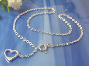 Fußkettchen Silber 925 Ankerkette 24, 27, 30 cm m. Herz echt Sterlingsilber fr41 - Bild 1 von 2