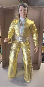 VINTAGE PORCELAIN ELVIS PRESLEY WORLD DOLL GOLD PLATINUM 1984 WITH BOX - Picture 1 of 9