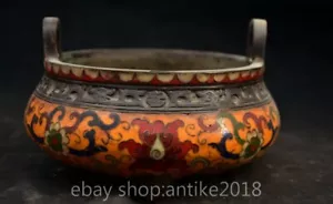 4.8" Old Chinese Qianlong Copper Ware flower pattern Incense Burner Censer - Picture 1 of 7
