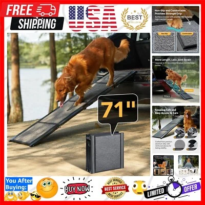Rampa antideslizante para coche para perros 71"" de largo - perfecta para perros grandes y mayores, fácil almacenamiento Foto 1 de 4