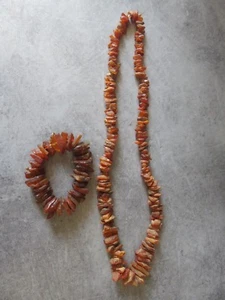 Collier + BRACELET EN AMBRE BRUTE Amber Necklace 98 GRAMS - Picture 1 of 4