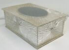 VTG 60'S MCM STARBURST AGED LUCITE CLEAR PLASTIC ETCHED MINI JEWELRY BOX