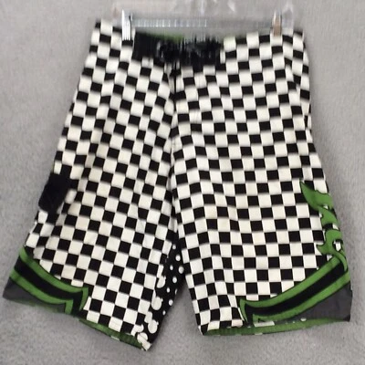 Pantalón Corto Point Zero Hombre M Negro Blanco Cuadros Cordón Patinador Grunge Informal Elástico Foto 1 de 4