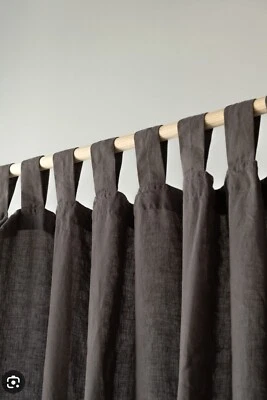 Tab top linen curtains 55" wide Linen Curtains Tab Top Drapes linen window panel - Image 1 of 4