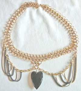 Saloon Girl Heart necklace with two tone solid brass - Picture 1 of 1