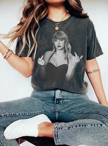 MEDIUM Taylor Middle Finger Shirt, Trendy Aesthetic Comfort Colors Tee, Rep Era - Picture 1 of 4