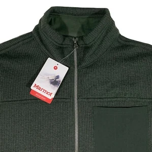 Men's MARMOT Deep Green Knit Poly Wool Gilcrest Jacket S Small NWT NEW NiCe! - Picture 1 of 6