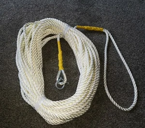 300ft Nylon Ankerseil 10mm 3 Strang, + 8m von 8mm verzinkt Kette - Bild 1 von 6