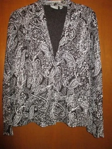 Chicos Travelers LtWt Crepey BW Jacket Undrarms23" Slv26 L26" Ret$99 Cruise Sz 2 - Bild 1 von 10