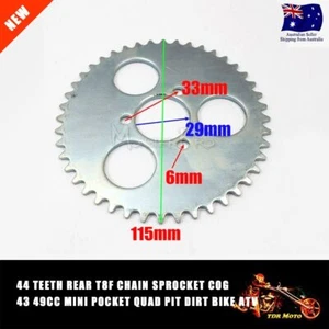 T8F 44T Rear Sprocket 29mm for 43cc 49cc Mini Dirt Bike ATV Pocket Scooter Motor - Picture 1 of 1