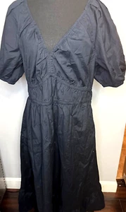NWT Vineyard Vines Black Cotton Dress Size XL Poplin V-Neck Midi $248 - Picture 1 of 12
