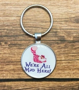 Key Chain Cheshire Cat We're All Mad Here Mad Hatter Teeth Smile Alice RTS - Picture 1 of 1